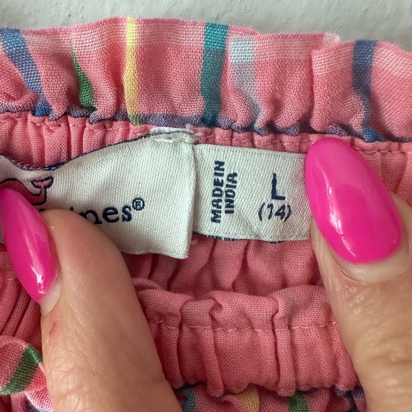 Vineyard Vines‎ Dress Pink Plaid Cotton Smocked Puff Sleeve Dress Girls L (14) - Picture 4 of 8